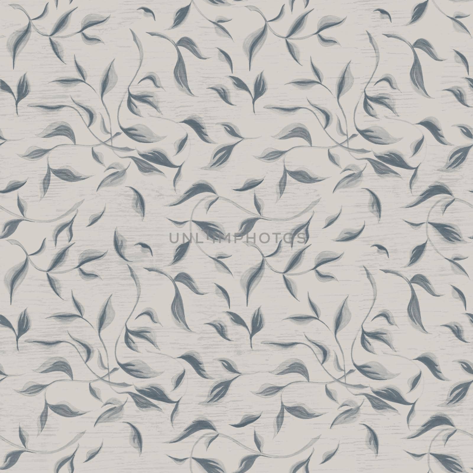 Seamless leaf pattern. Gray background made with feit-tip pens and marker. Trendy scandinavian design concept for fashion textile print. Nature illustration.