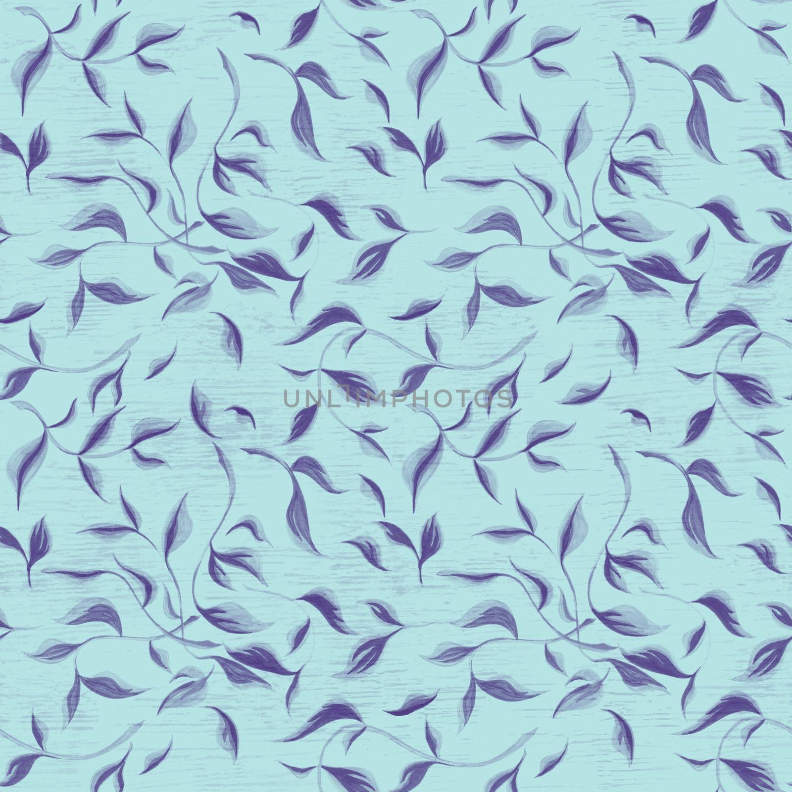 Seamless leaf pattern. Bluebackground made with feit-tip pens and marker. Trendy scandinavian design concept for fashion textile print. Nature illustration.