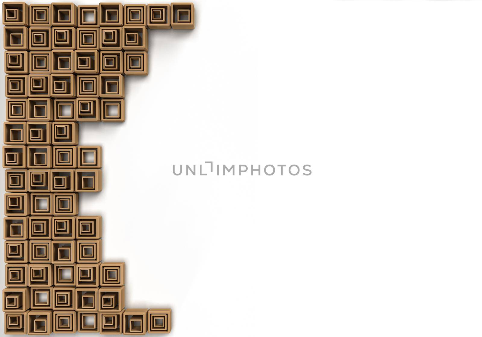A 3d rendering image of wooden bubic on white background. 