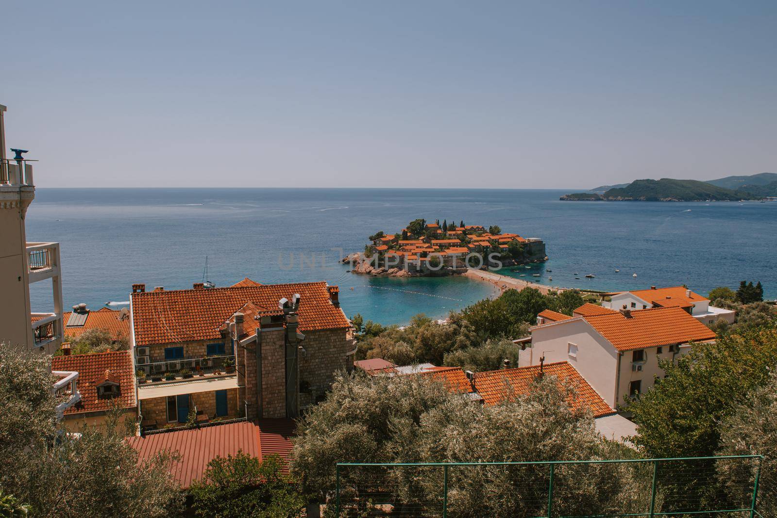 Sveti Stefan is a small isand on Adriatic coast of Montenegro near of Budva. Resort is known commercially as Aman Sveti Stefan. Sveti Stefan, Adriatic sea, Europe. Sveti Stefan peninsula on the Adriatic Sea in Budva, Montenegro