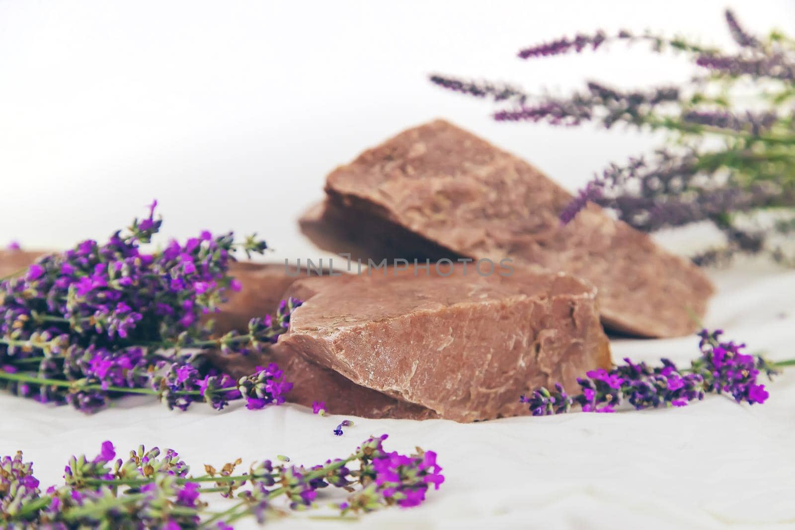 Podium stones for cosmetics place. Selective focus. by yanadjana