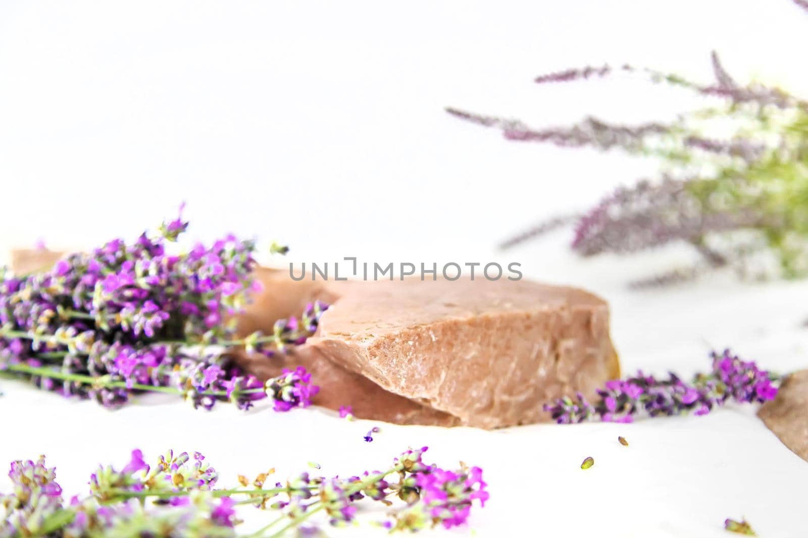 Podium stones for cosmetics place. Selective focus. by yanadjana