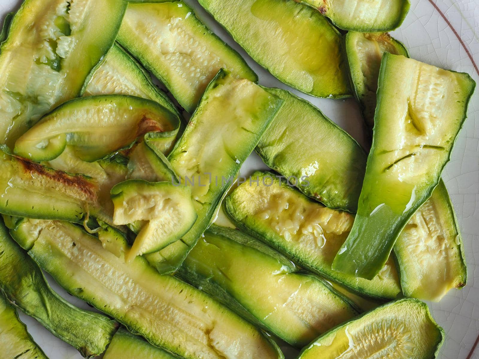 zucchini aka courgettes vegetables vegetarian food in a dish