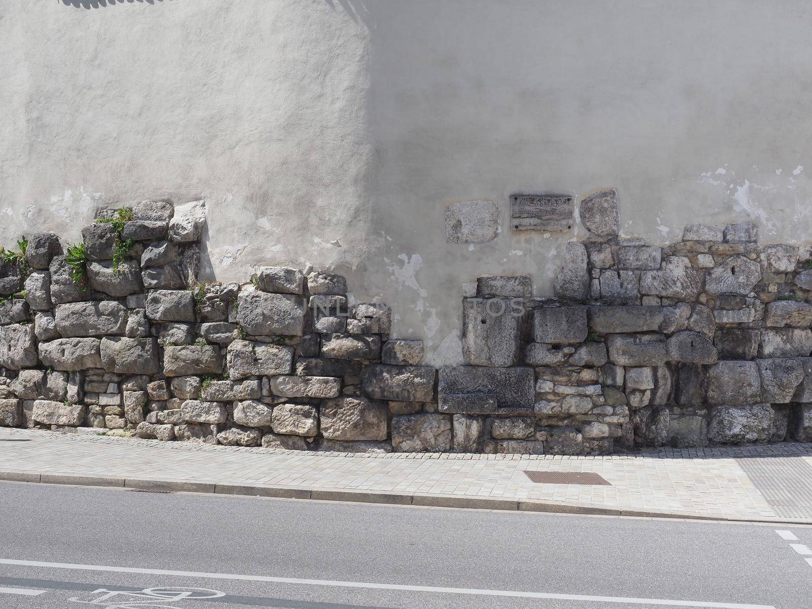 Ancient Roman wall ruins in Regensburg by claudiodivizia