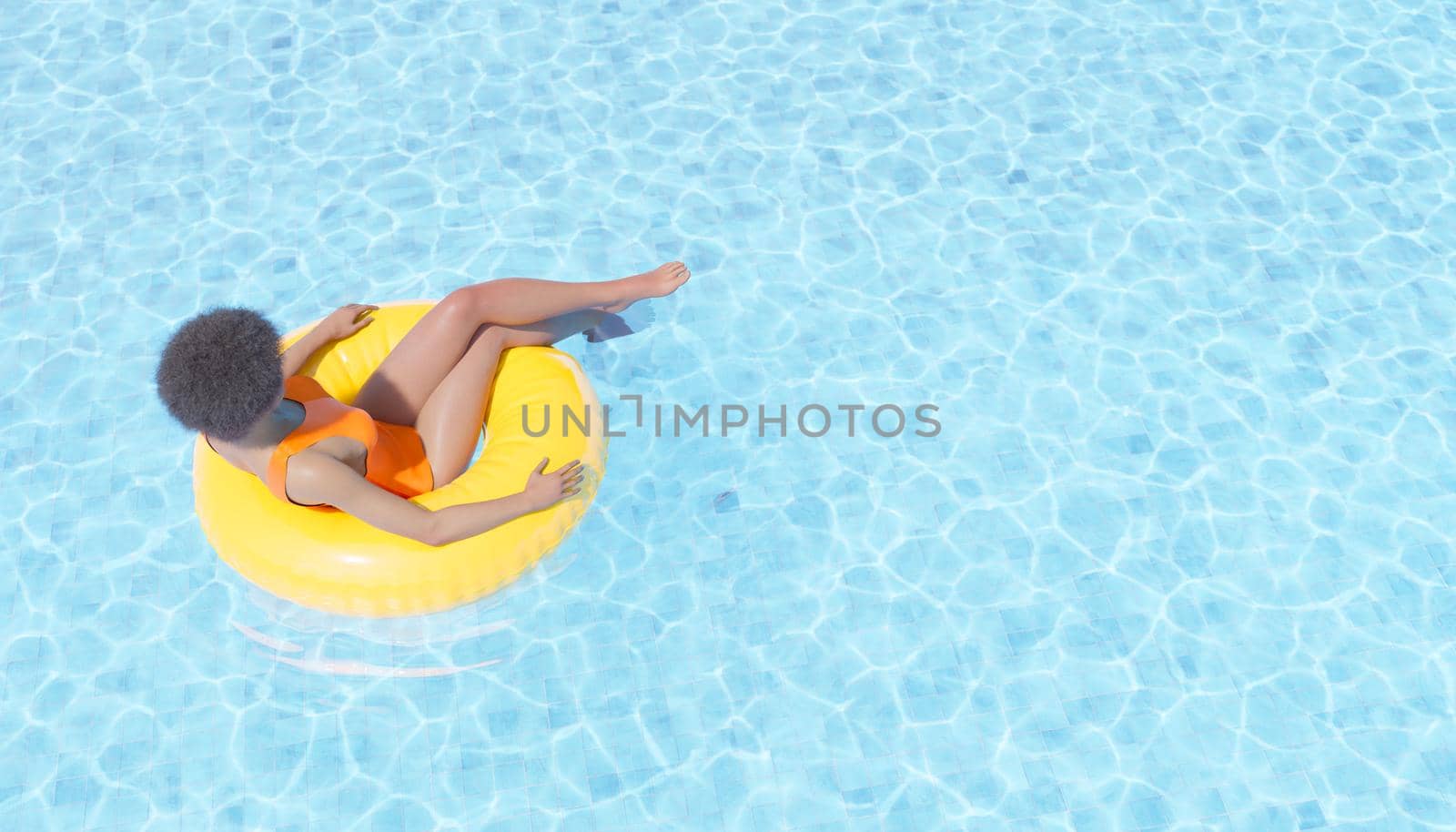 Black woman chilling in pool by asolano