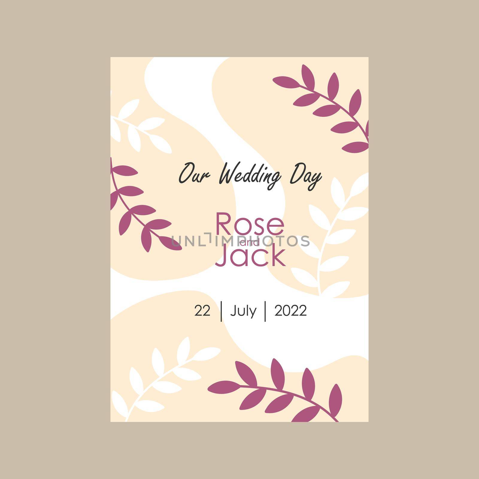 Wedding floral card. Vector invitation. Save the Date cover, modern poster, trendy design