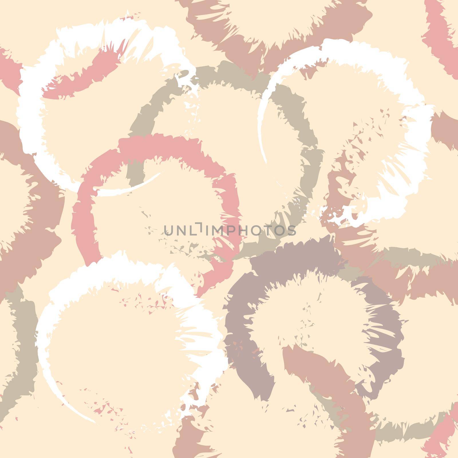 Cute pastel pattern. Seamless texture with rings. Abstract background. Art brush - circle, uneven trace