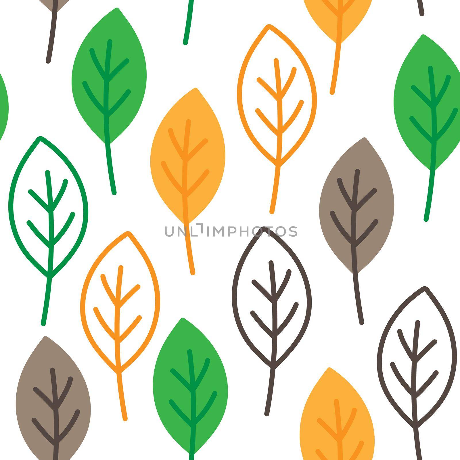 Autumn leaves in cartoon style. Seamless pattern. A cute background. by natali_brill