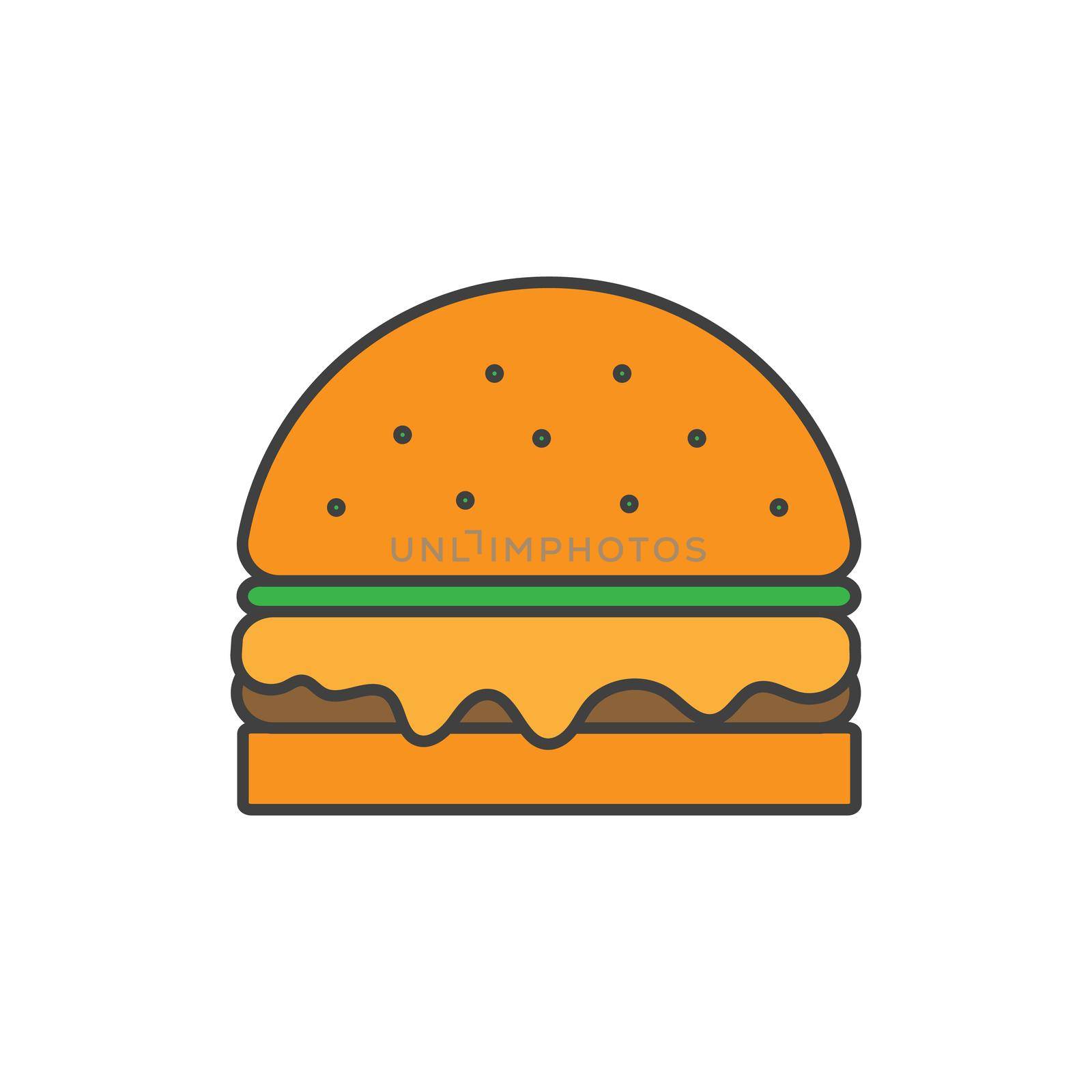 Burger Vector Illustration. Simple icon on white by natali_brill