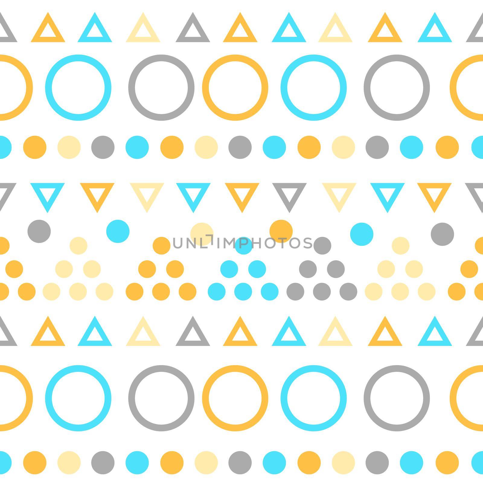 Geometric seamless pattern with colorful figures. Triangles, sircles on white by natali_brill