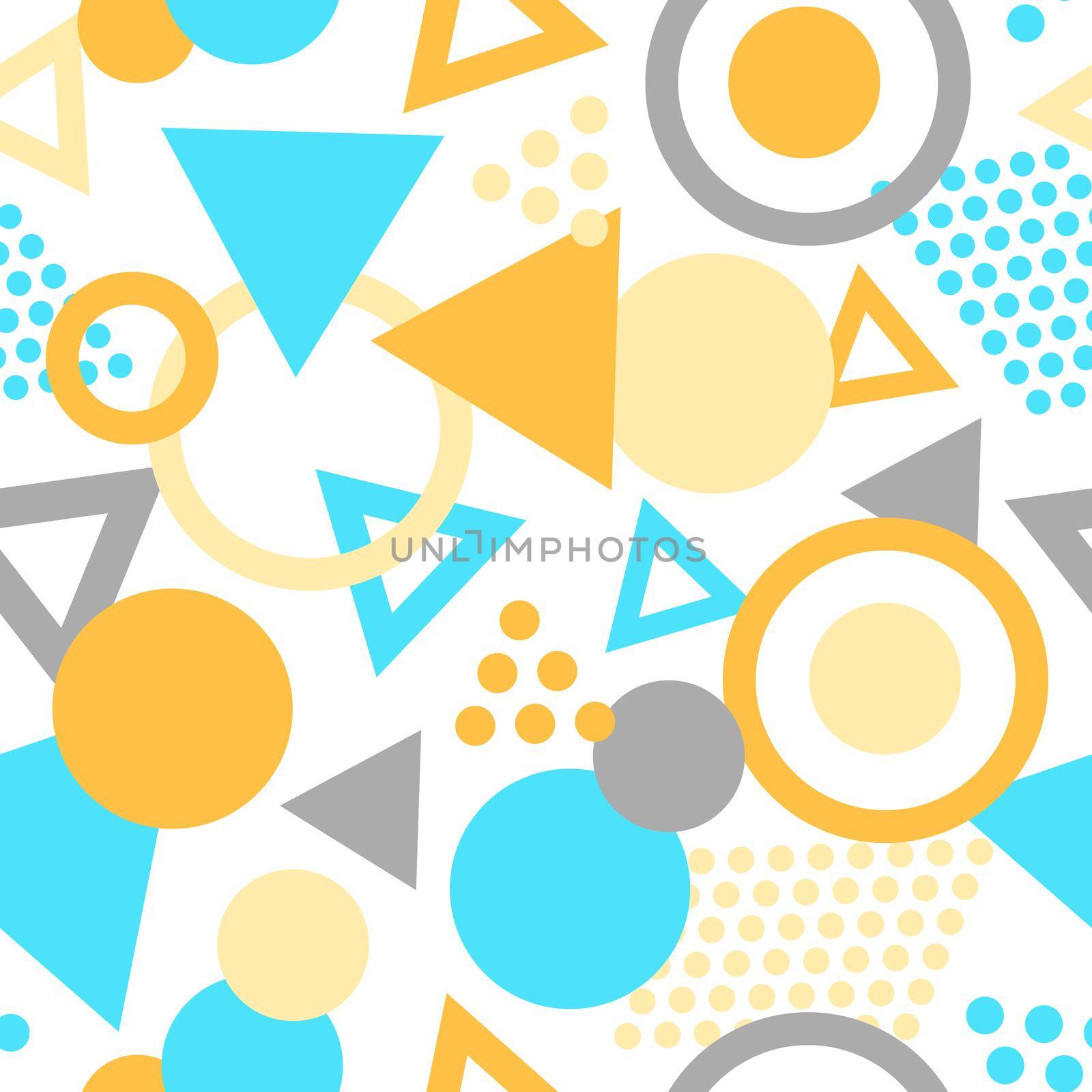 Geometric seamless pattern with colorful figures. Triangles, sircles on white by natali_brill