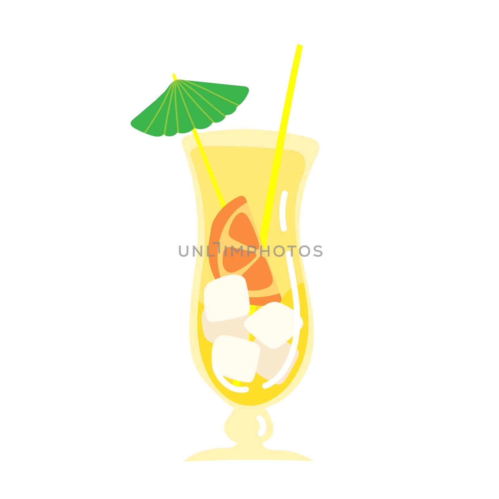 Cocktail icon. Cocktail glass with drink icon for menu. Simple hand drawn logotype template. Vector illustration. Summer drink with umbrella