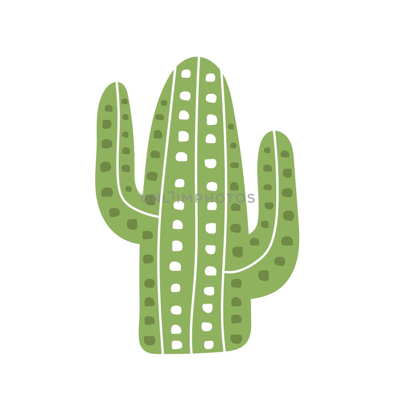 Simple cartoon icon. Vector illustration of cactus - cute icon. Vector hand drawn illustration on white