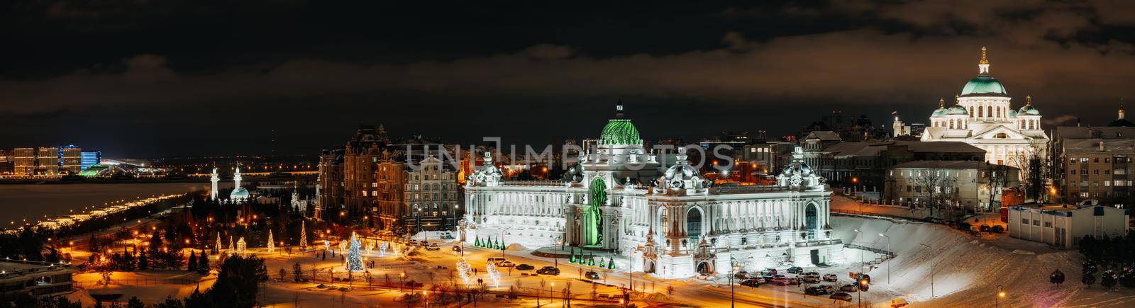 Winter night panorama of Kazan city center, Tatarstan by fascinadora