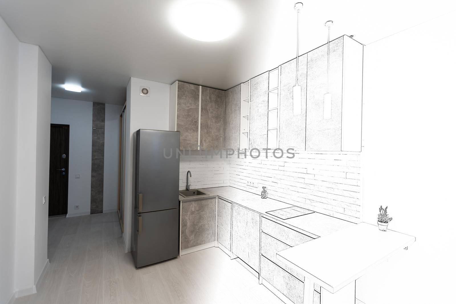 plan illustration and room berfore renovation concept drawing by Andelov13