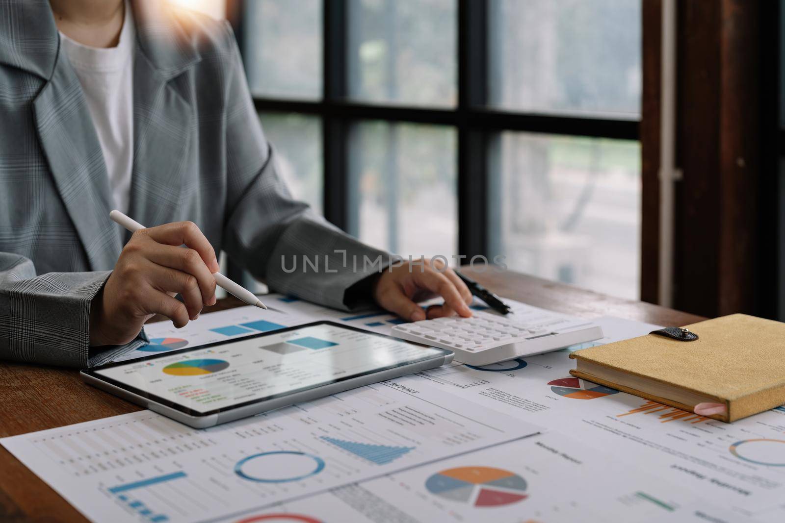 Finance manager discussing company growth project success financial statistics, professional investor working start up project for strategy plan with document, laptop and digital tablet.
