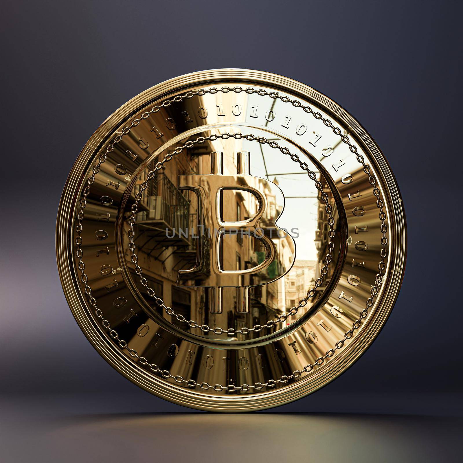 bitcoin isolated on black background 3d illustration 