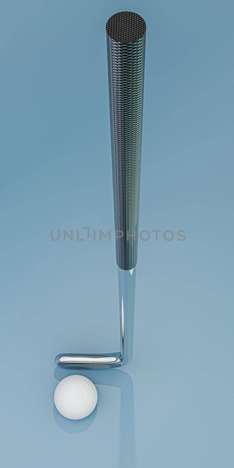 golf club isolated on blue background 3d illustration