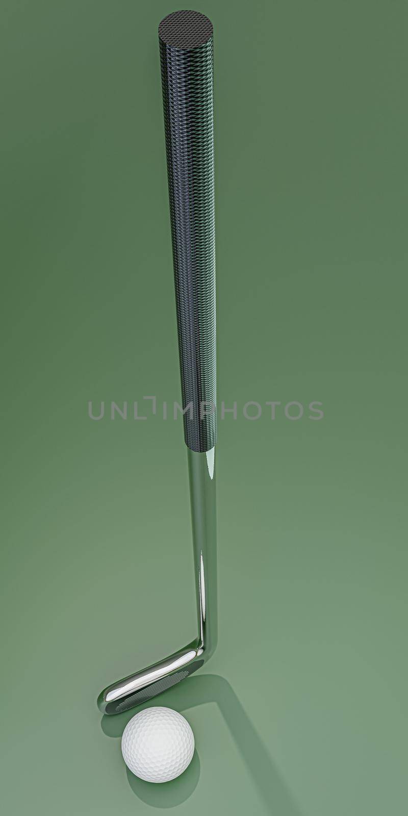 golf club isolated on green background 3d illustration