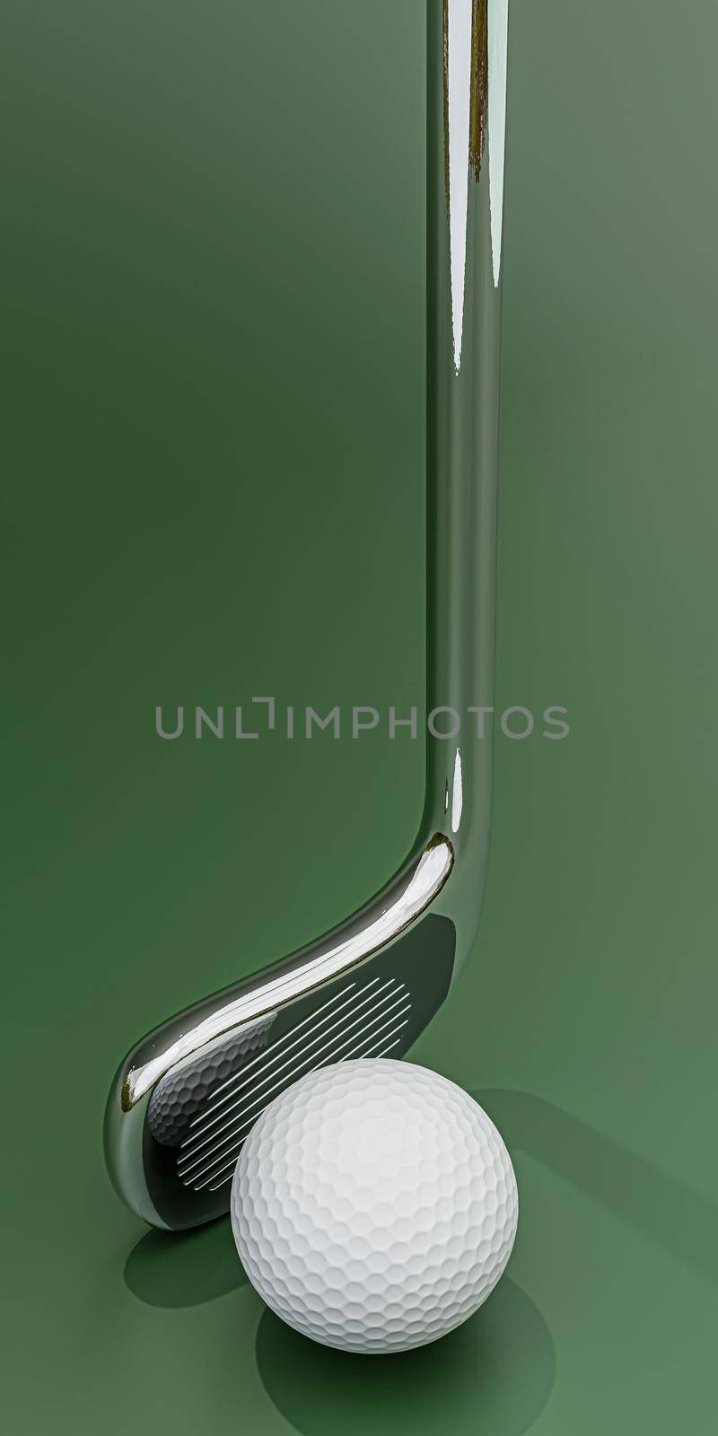 golf club isolated on green background 3d illustration