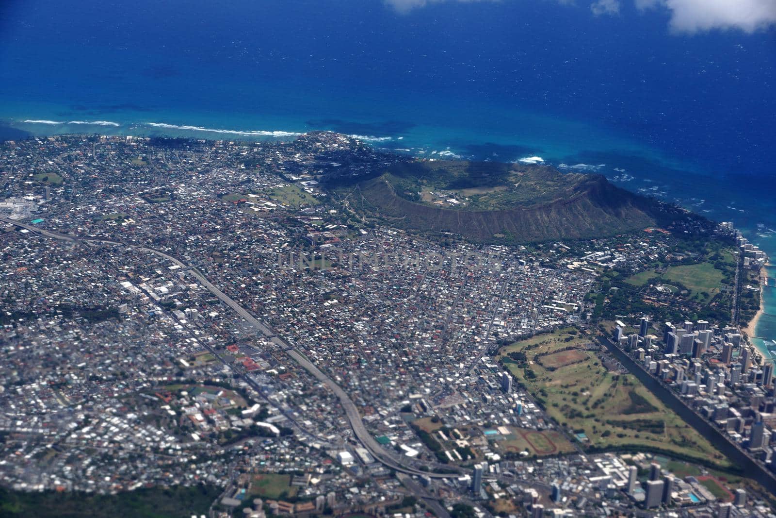 Aerial view of Diamondhead, Kapiolani Park, Waikiki, Ala Wai Canal and Kahala by EricGBVD