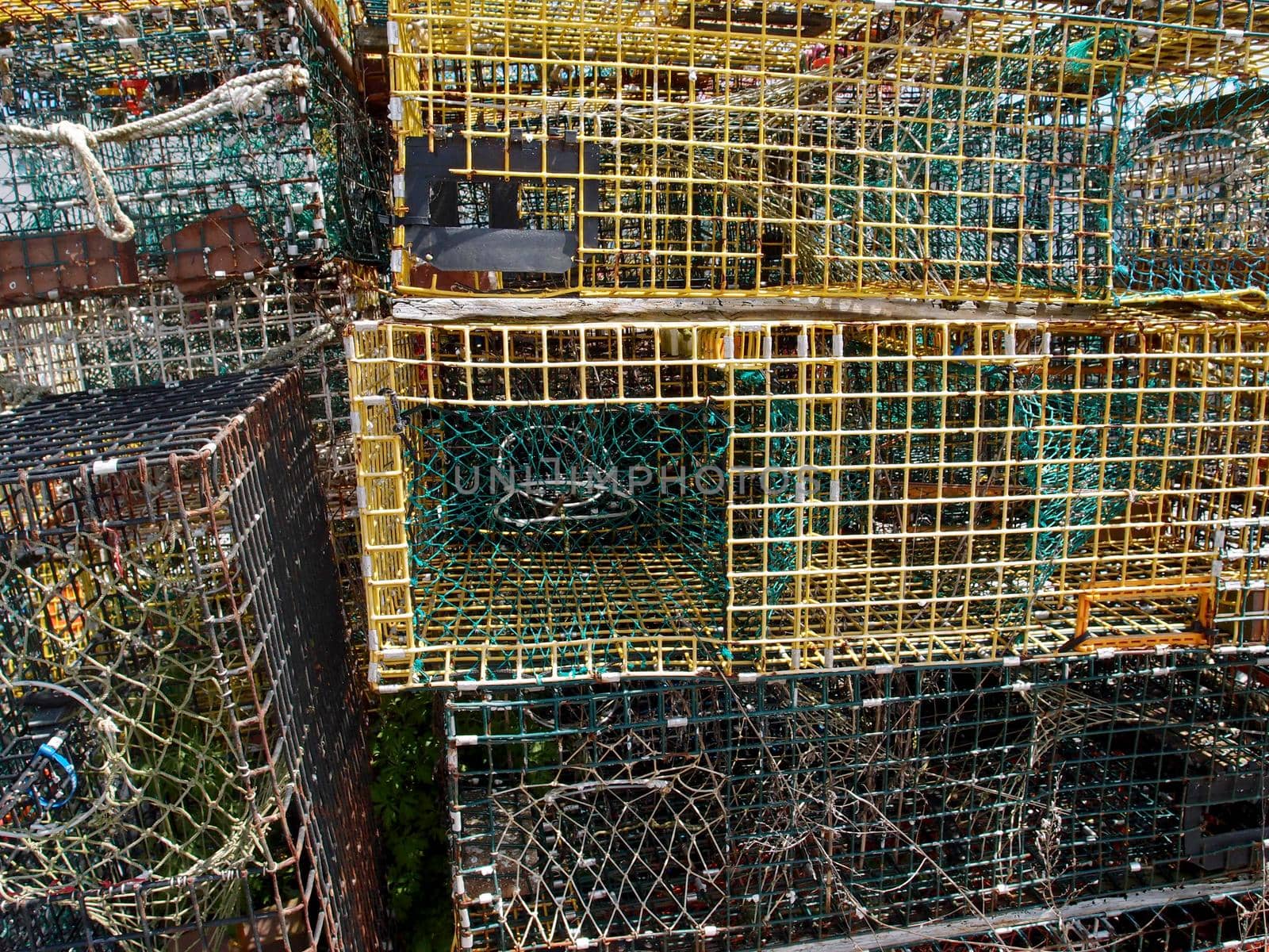 Lobster traps in fishing village of Rockport, Massachusetts 