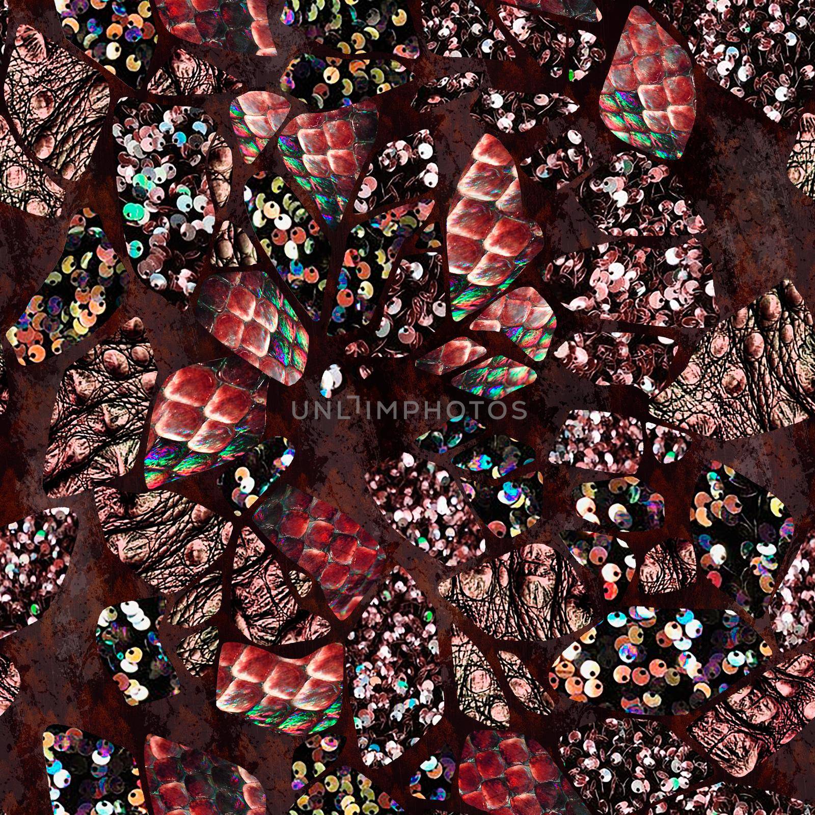 Sequins. Seamless pattern realistic red background with sequins by fireFLYart