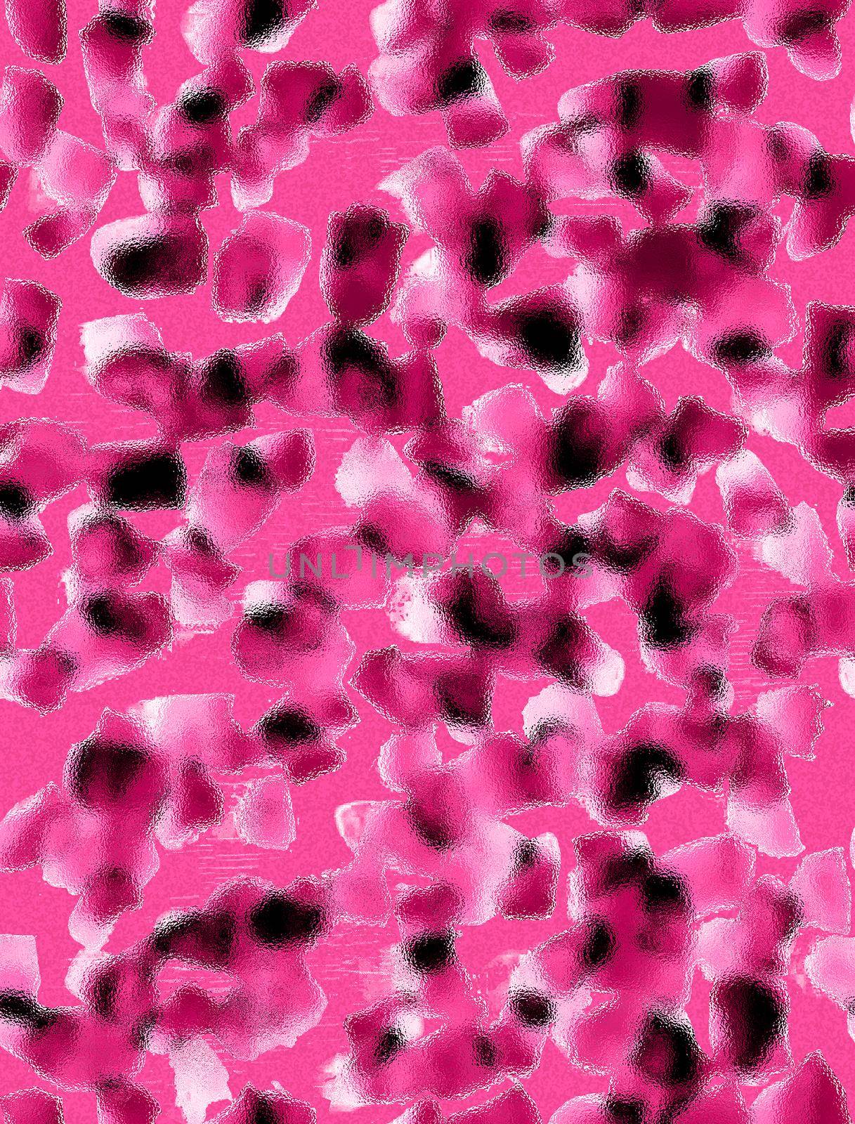 Seamless pattern with pink tie dye spots, yand drawing illustration by fireFLYart