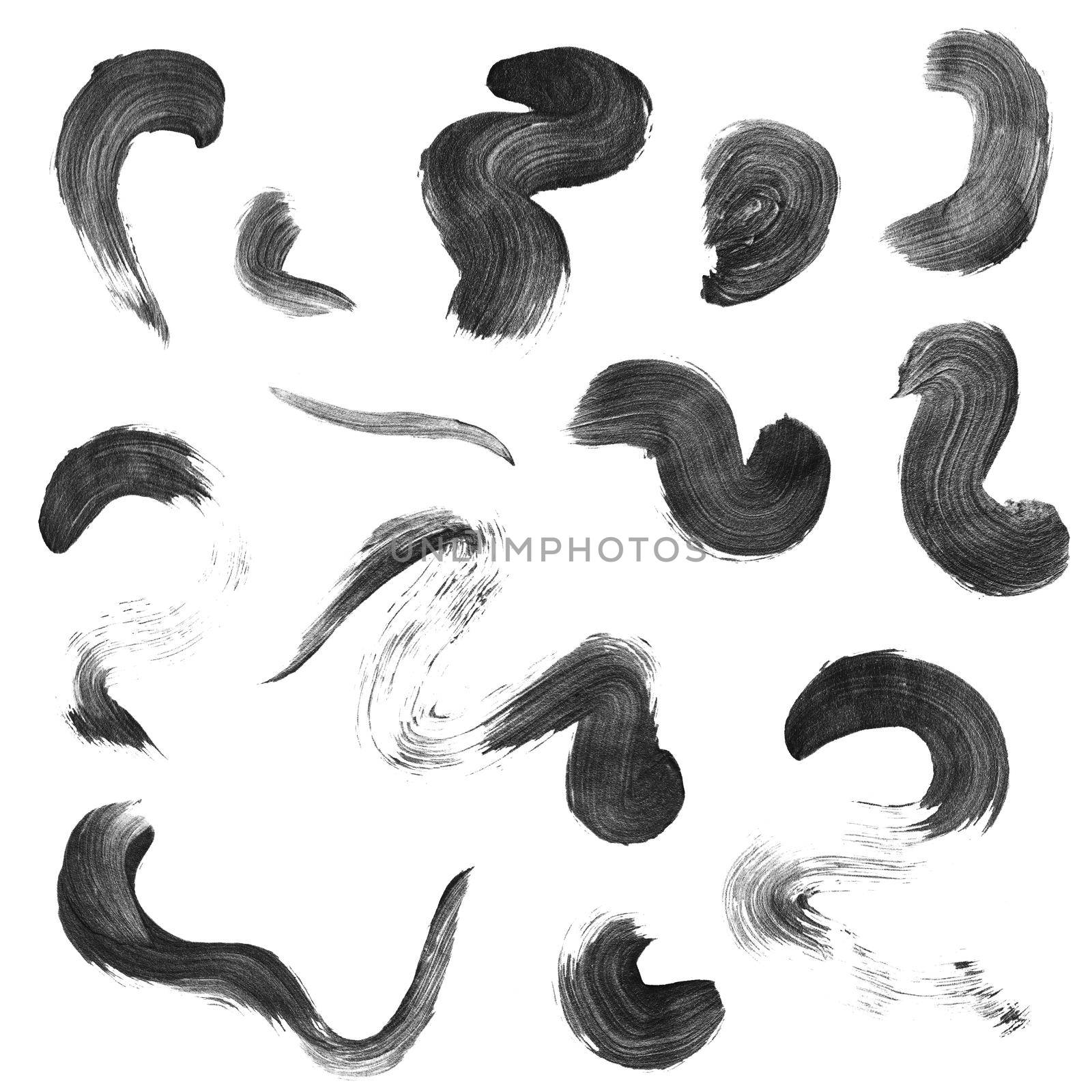 Realistic black stroke textures isolated on white by fireFLYart