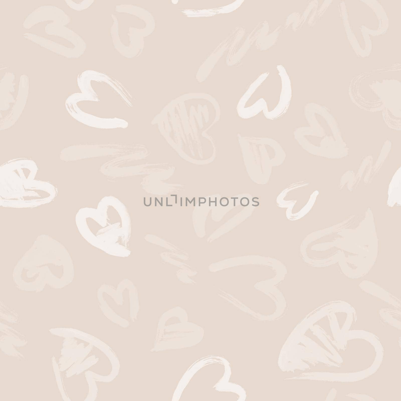 Seamless pattern with hand drawn grunge hearts. Love background. Artistic fabric pattern. Valentine's day background