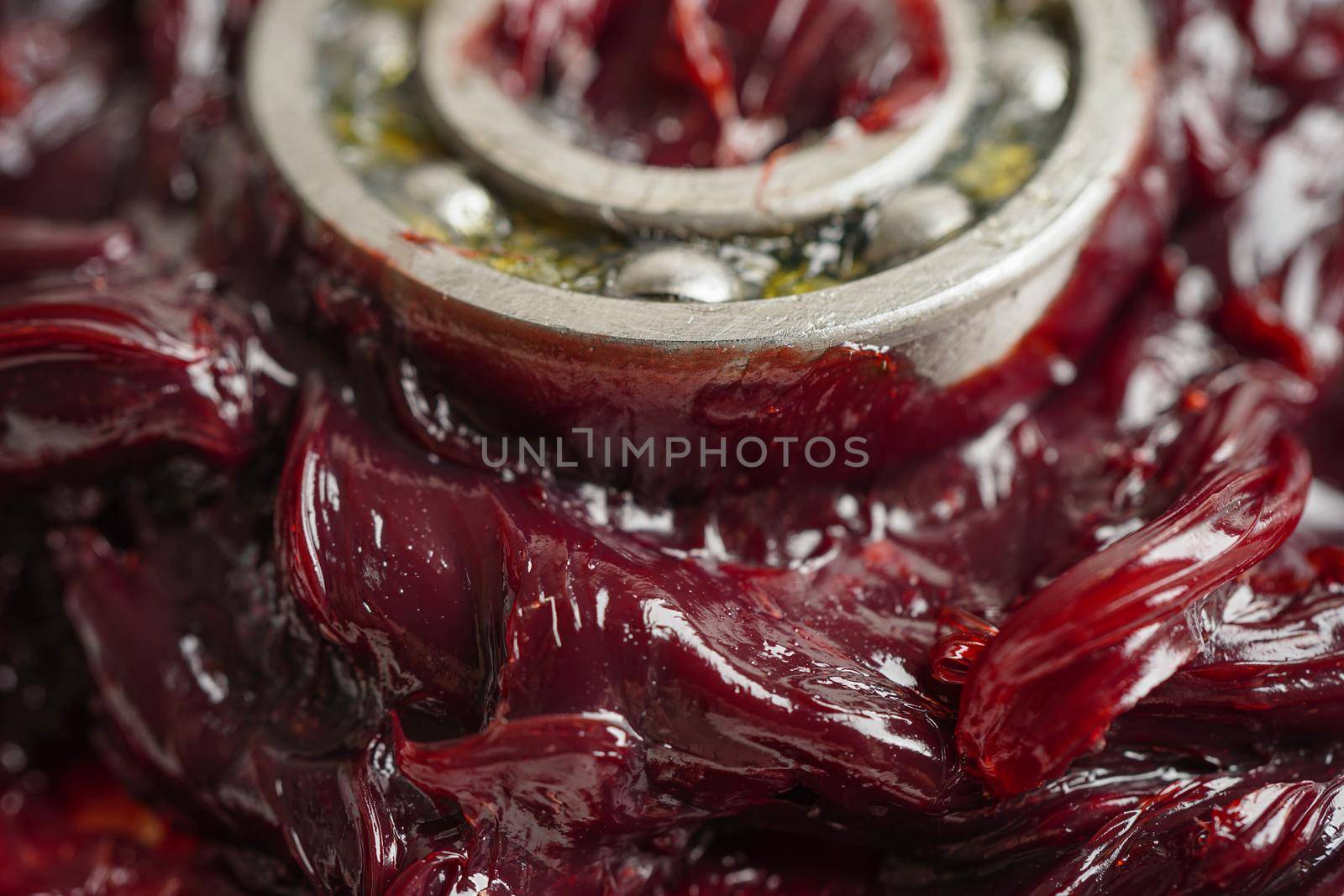 Grease and ball bearing, red excellent water resistance synthetic lithium complex grease for moving path and machinery lubrication for automotive and industrial.
