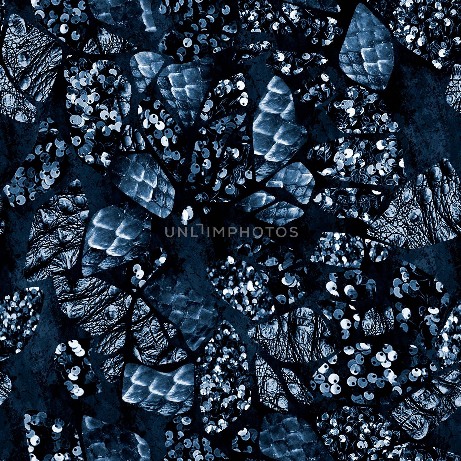 Sequins. Seamless pattern realistic blue background with sequins by fireFLYart