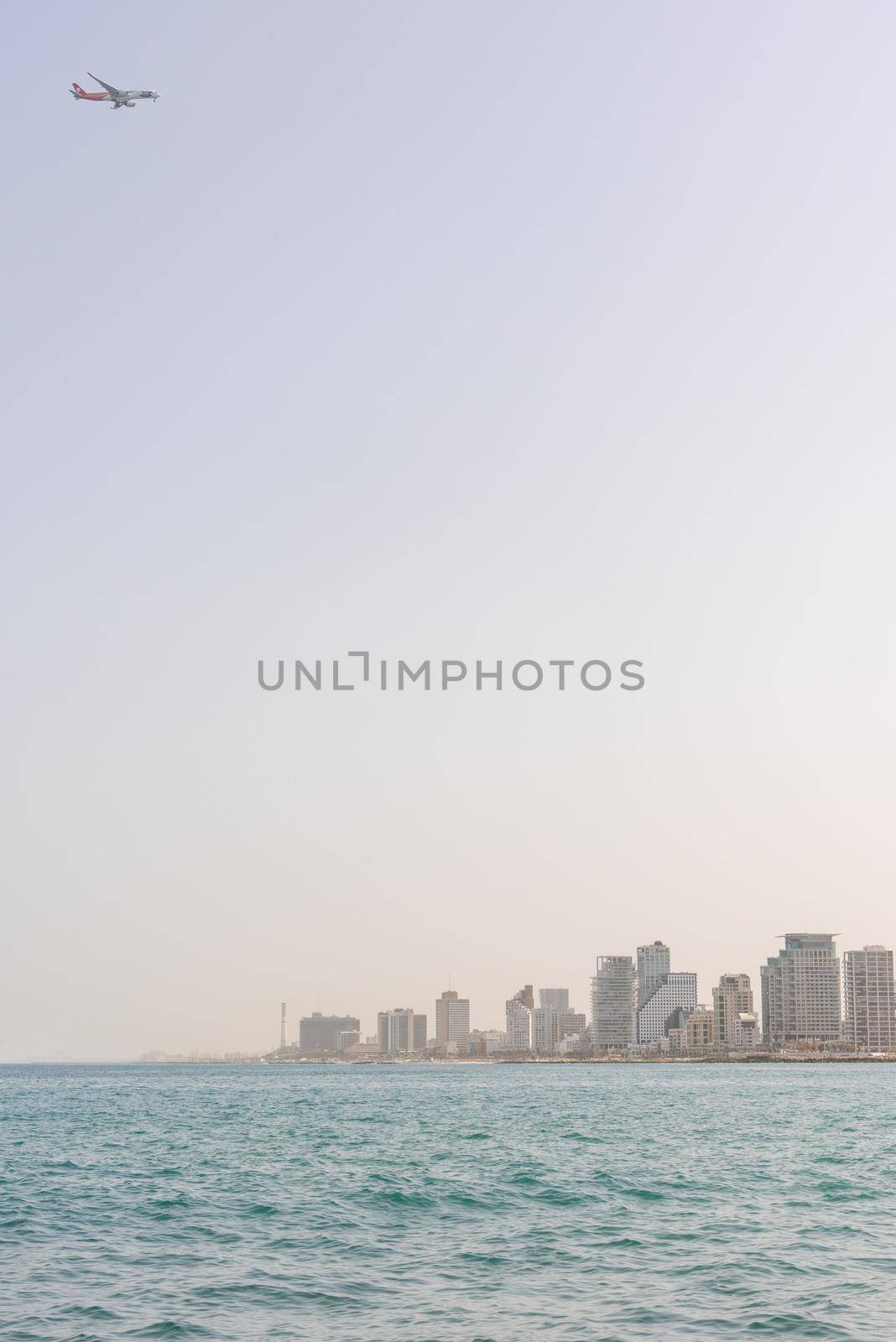 Tel Aviv skyline. A view from the water of the old Yaffa Port. High quality photo