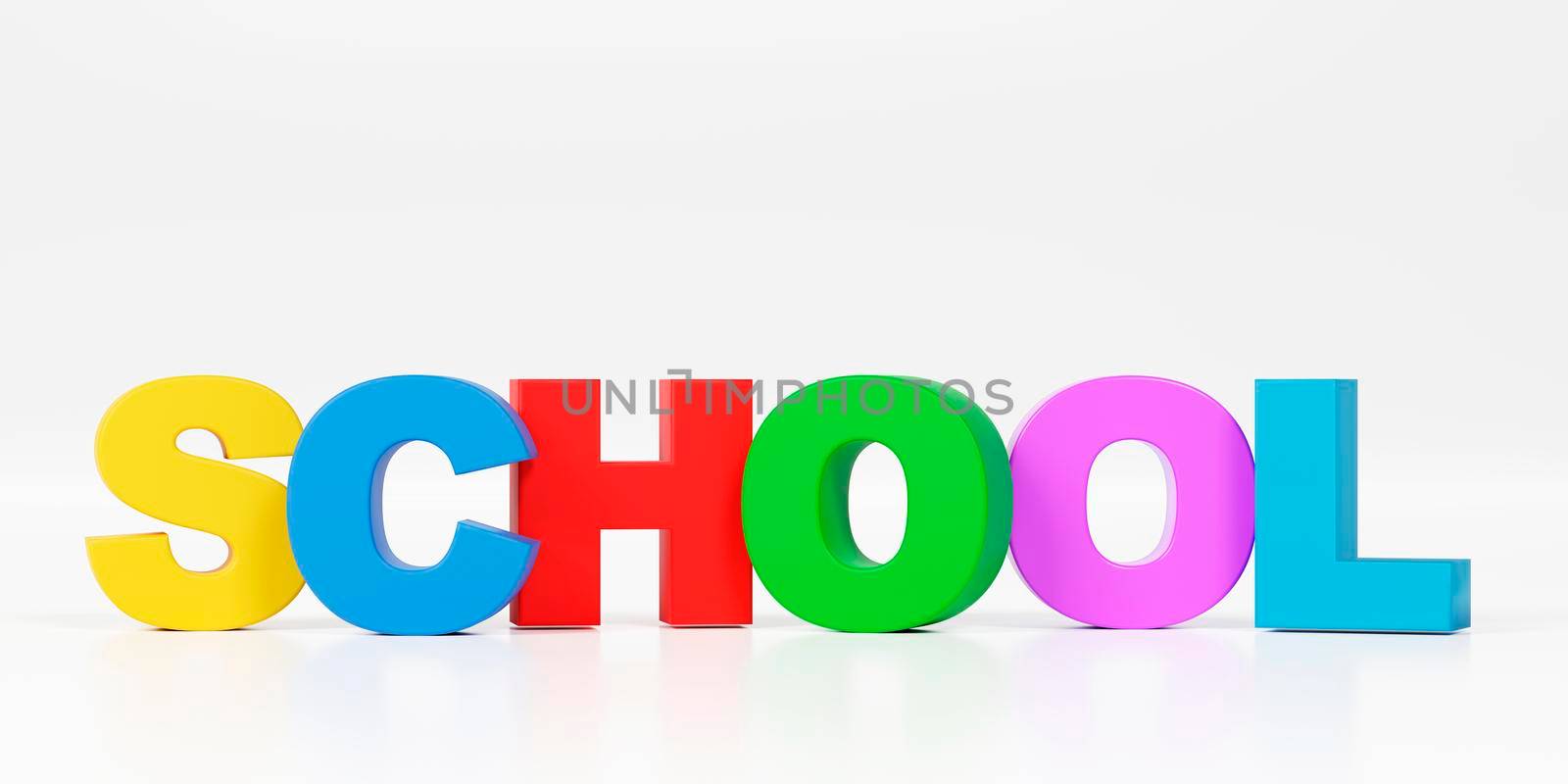 3d "school" text on white background. 3d render