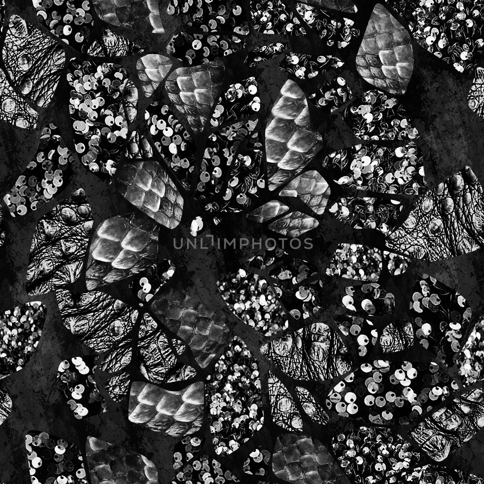 Sequins. Seamless pattern realistic black background with sequins by fireFLYart