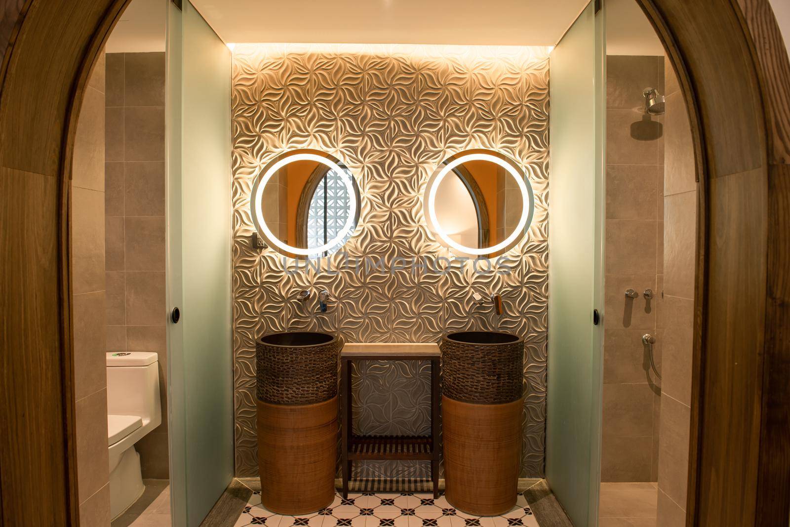 Picture of clay details in luxury bathroom