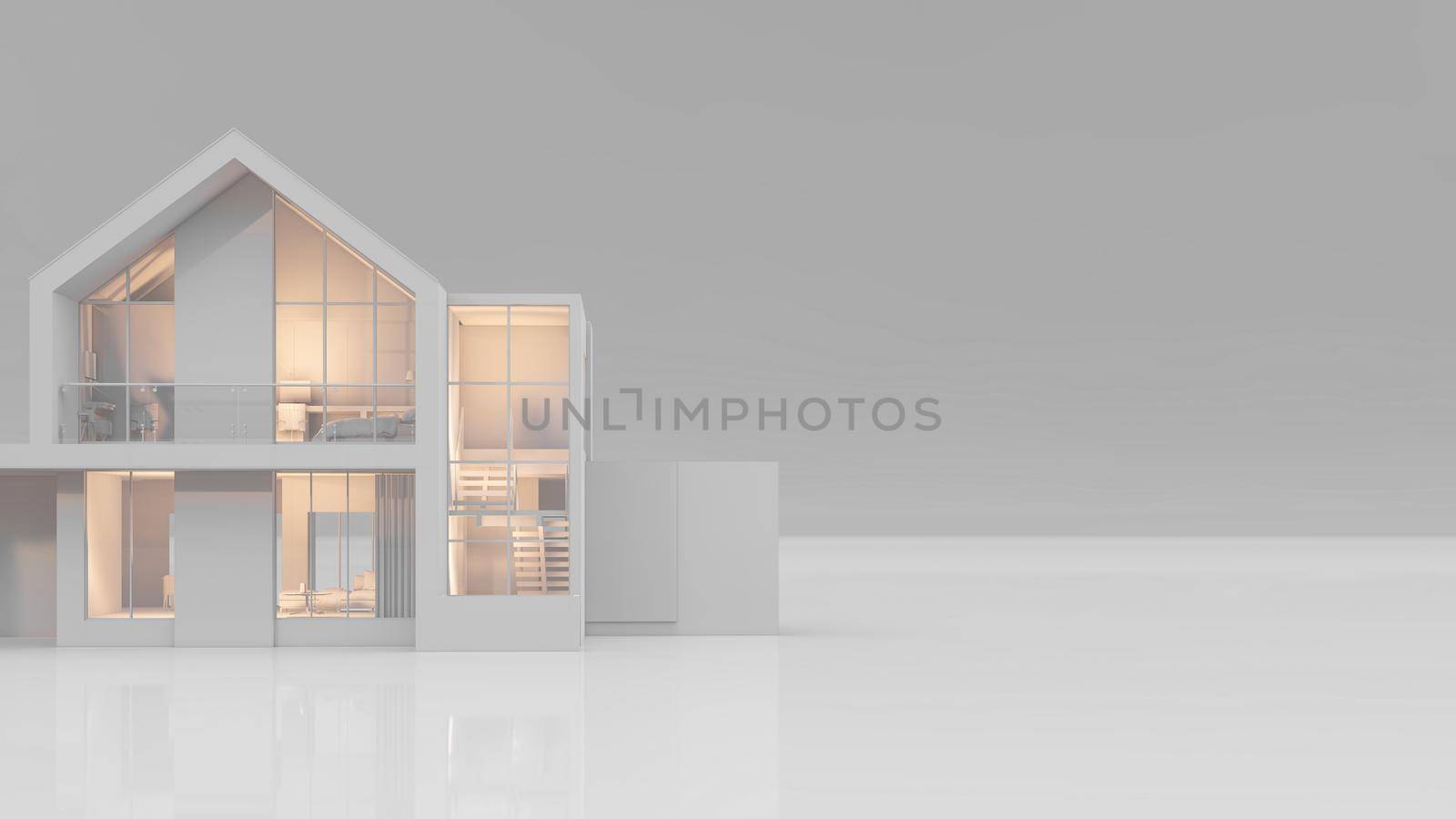 3D rendering illustration of modern house