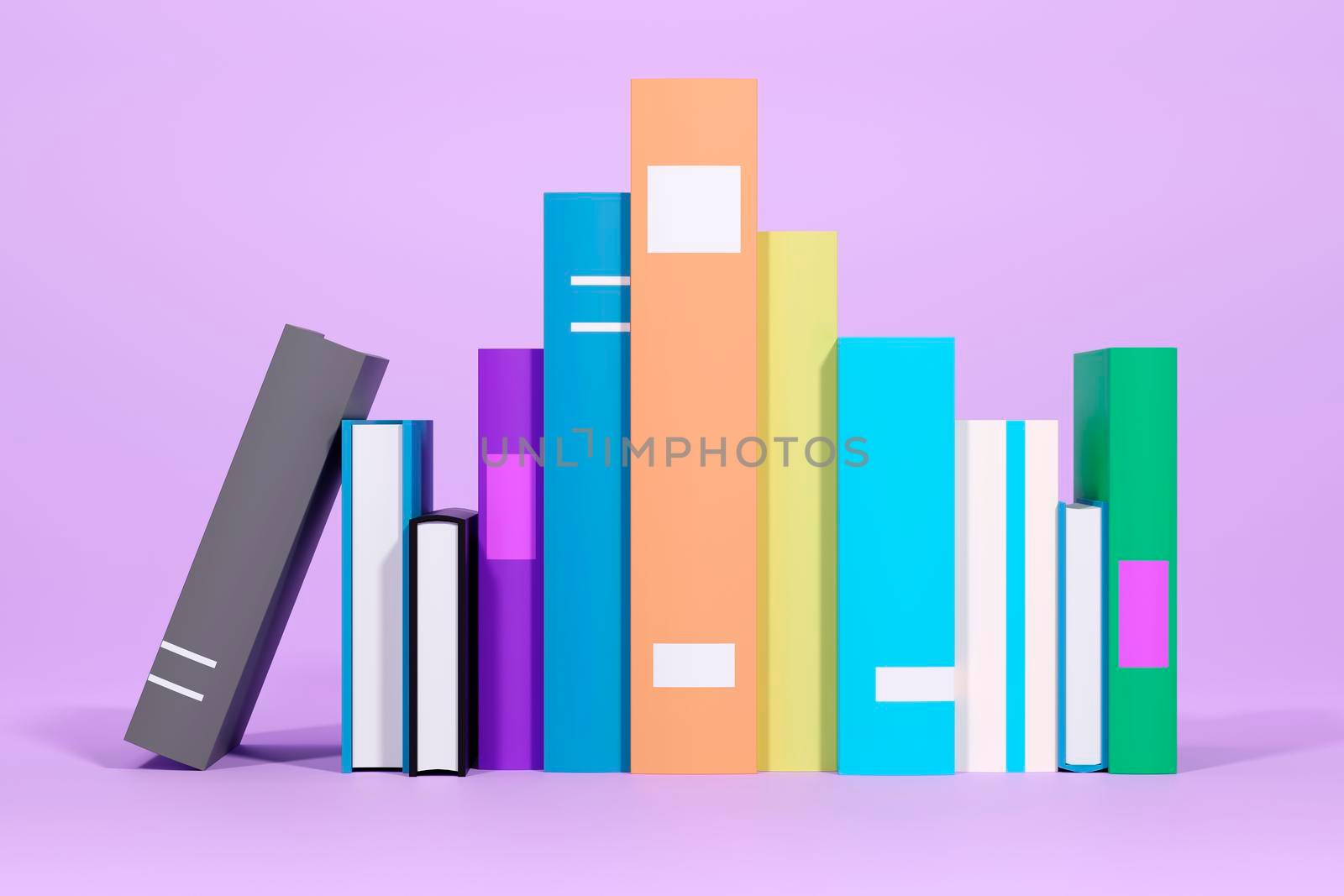 Online education, E-learning concept. stack of books, bookshelf. 3d render by raferto1973