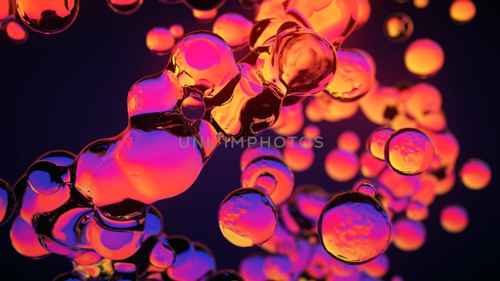 Abstract Liquid Glass Neon Colored 3D render