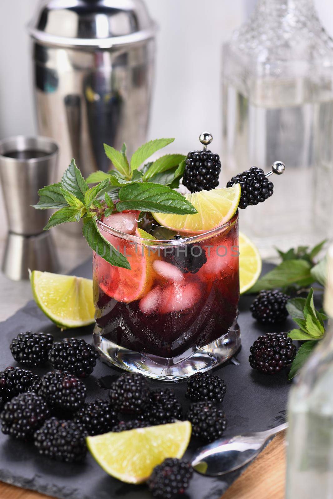Refreshing  cocktail Blackberry mojito by Apolonia