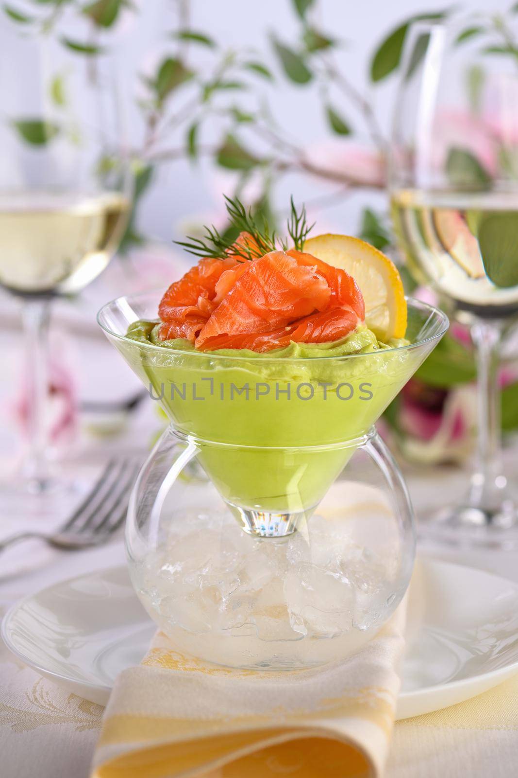 Verrine with avocado cream and salmon  by Apolonia