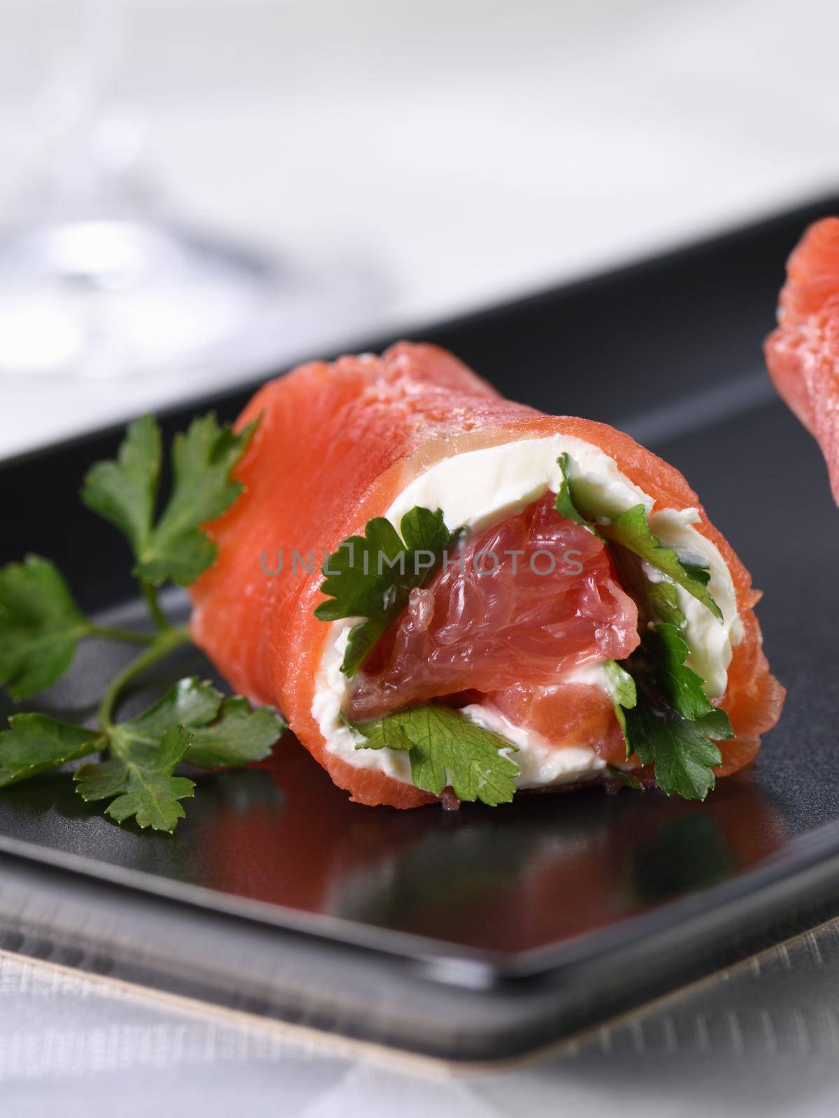 Aperitif appetizer of salmon by Apolonia