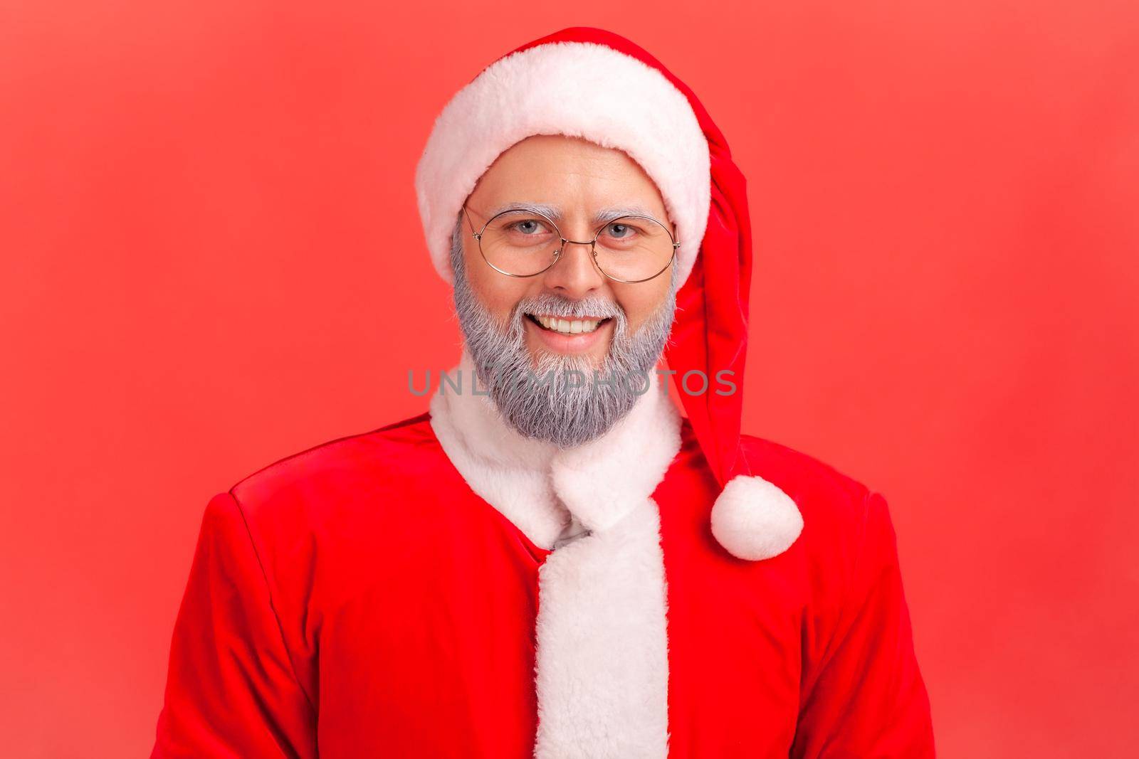 Emotional aged santa clause on red background. by Khosro1