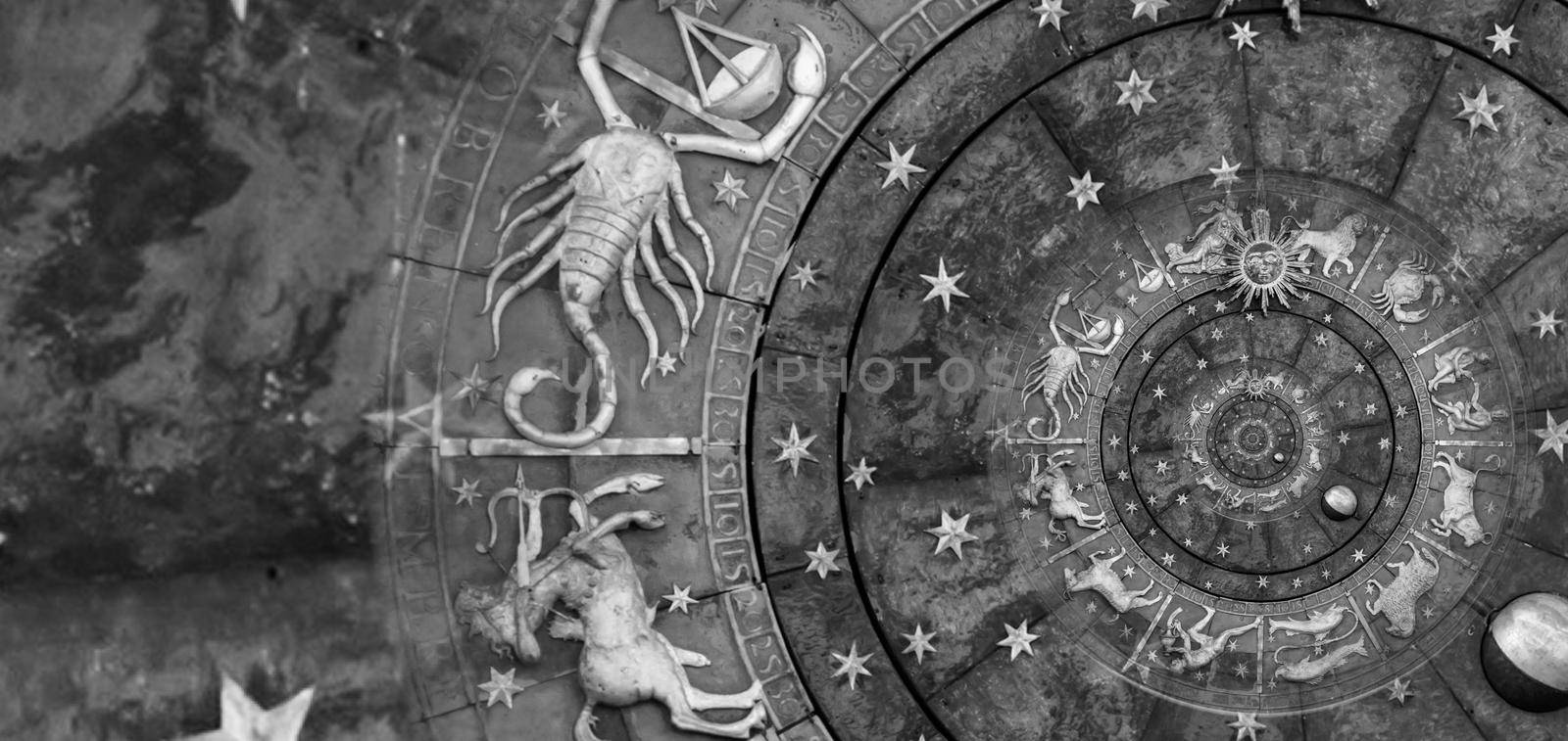 Astrological background with zodiac signs and symbol. by Perseomedusa