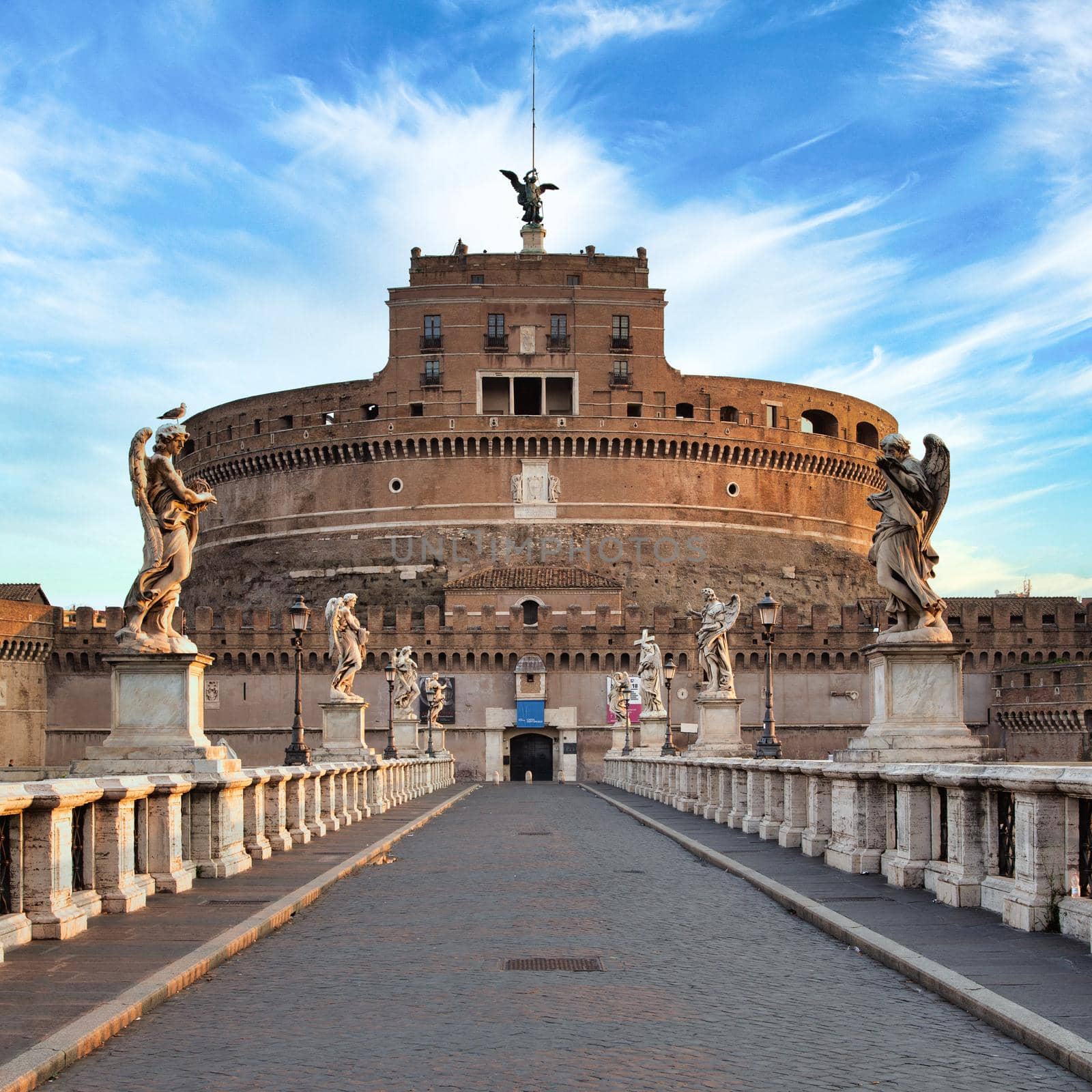 ROME, ITALY - CIRCA AUGUST 2020: Castel Sant'Angelo (Saint Angel Castle) in Rome (Roma), Italy. Historic monument with nobody at sunrise.