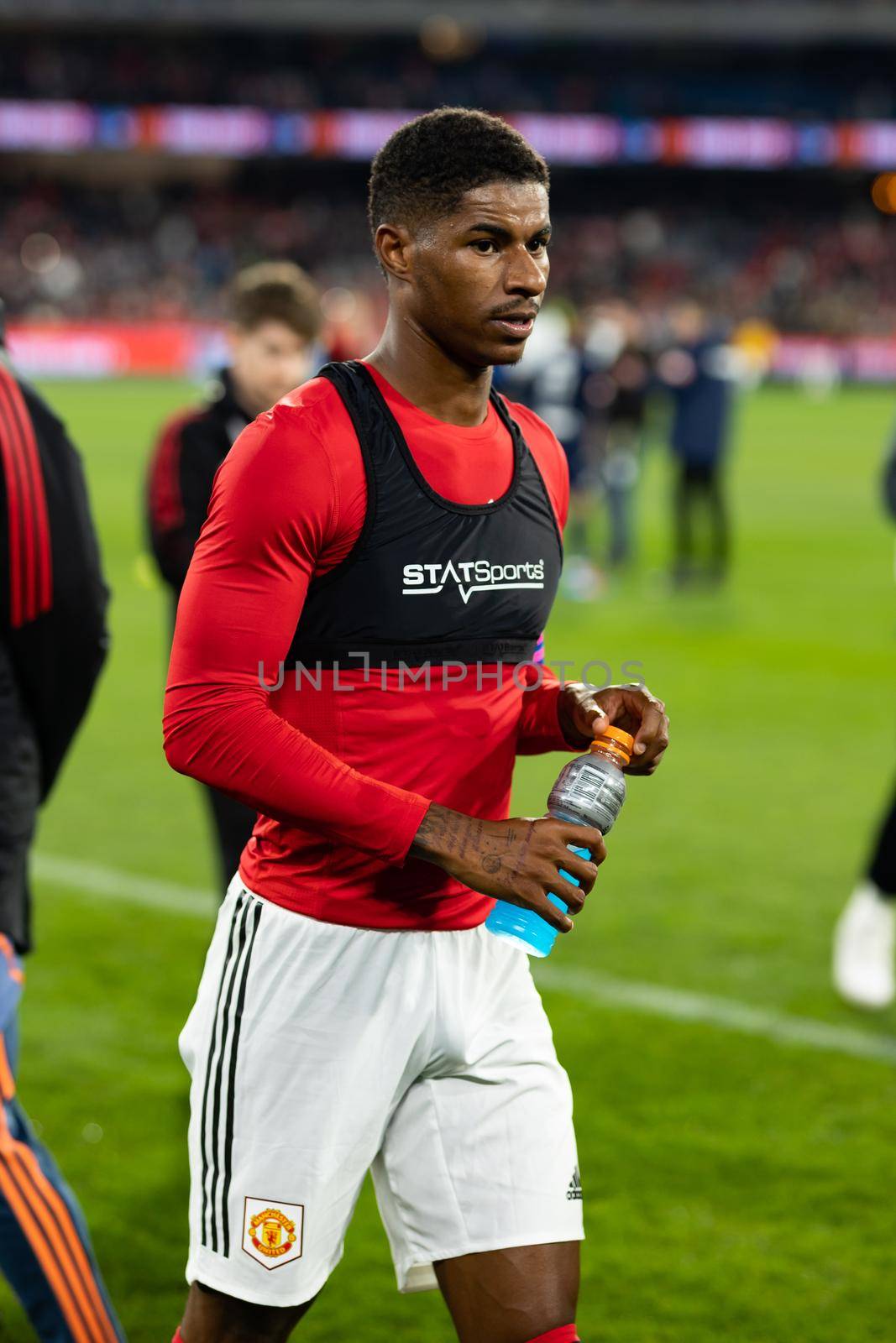 MELBOURNE, AUSTRALIA - JULY 15: Marcus Rashford of Manchester United after playing against Melbourne Victory in a pre-season friendly football match at the MCG on 15th July 2022