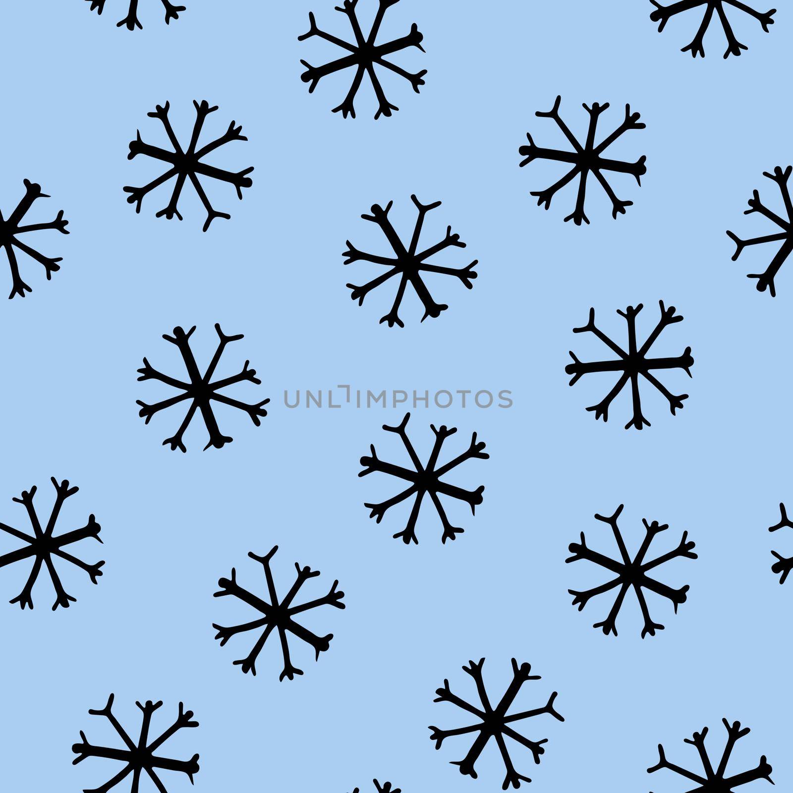 Seamless Pattern with Snowflakes on Light Blue Background. by Rina_Dozornaya