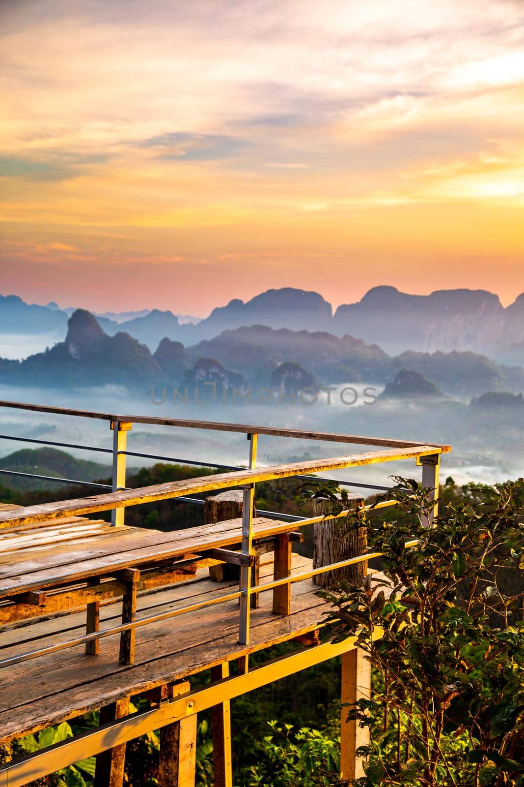 Rice terraces near Doi Tapang viewpoint in Chumphon, Thailand by worldpitou