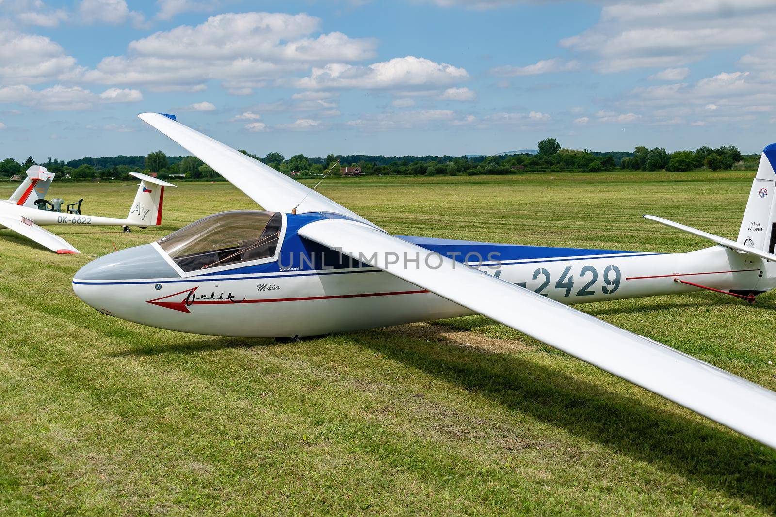 Breclav, Czech Republic - July 02, 2022 Aviation Day. VT-16 Orlik sprt motorless aircraft for recreational sailing