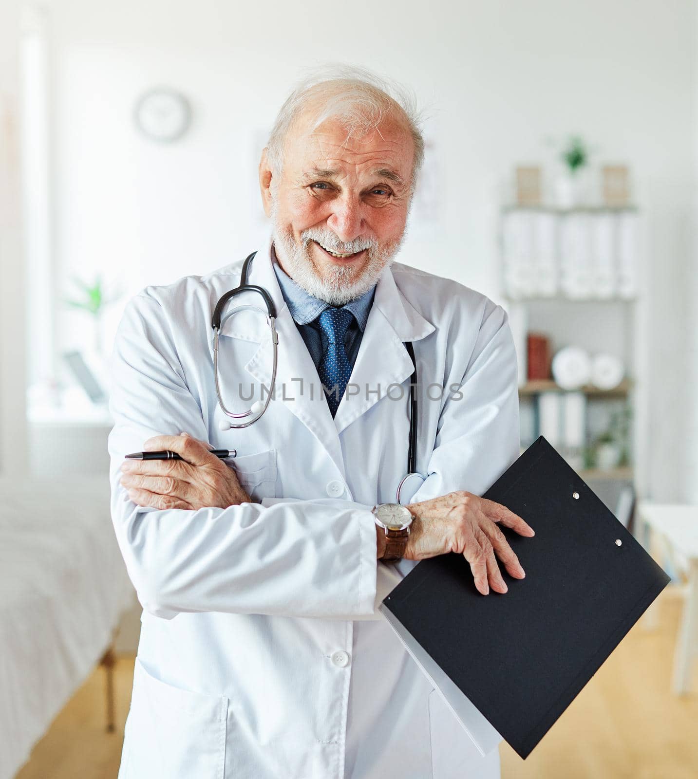 portrait of a senior doctor in a hospital